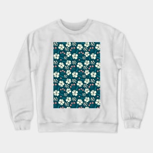 Abstract Floral Pattern in Blue, Yellow and Orange Crewneck Sweatshirt